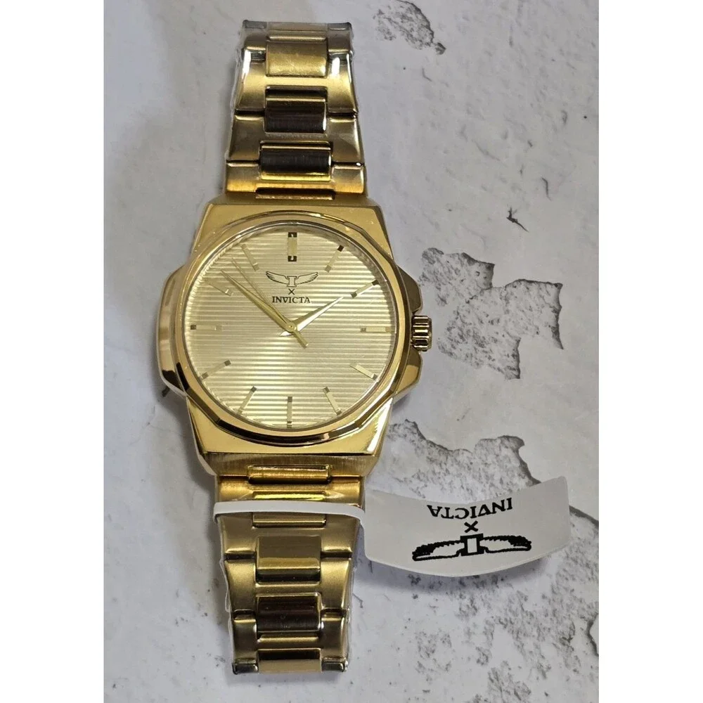 Invicta Specialty Men's Watch 44mm Textured Dial All Gold  Tone 69974 Brand New